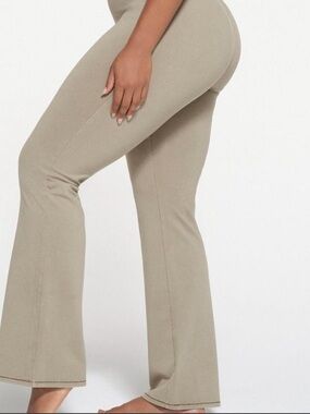 High-Rise Flare Pants in Light Taupe